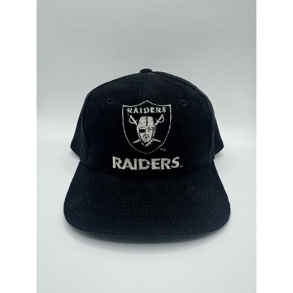 Vintage Oakland Raiders Corduroy Snapback Hat NFL Starter 90s Black Cap